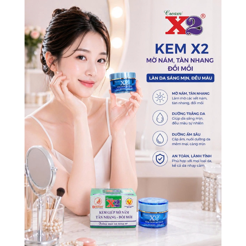 KEM X2 ĐĂNG DƯƠNG - KEM X2 NÁM TÀN NHANG ĐỒI MỒI 8GR