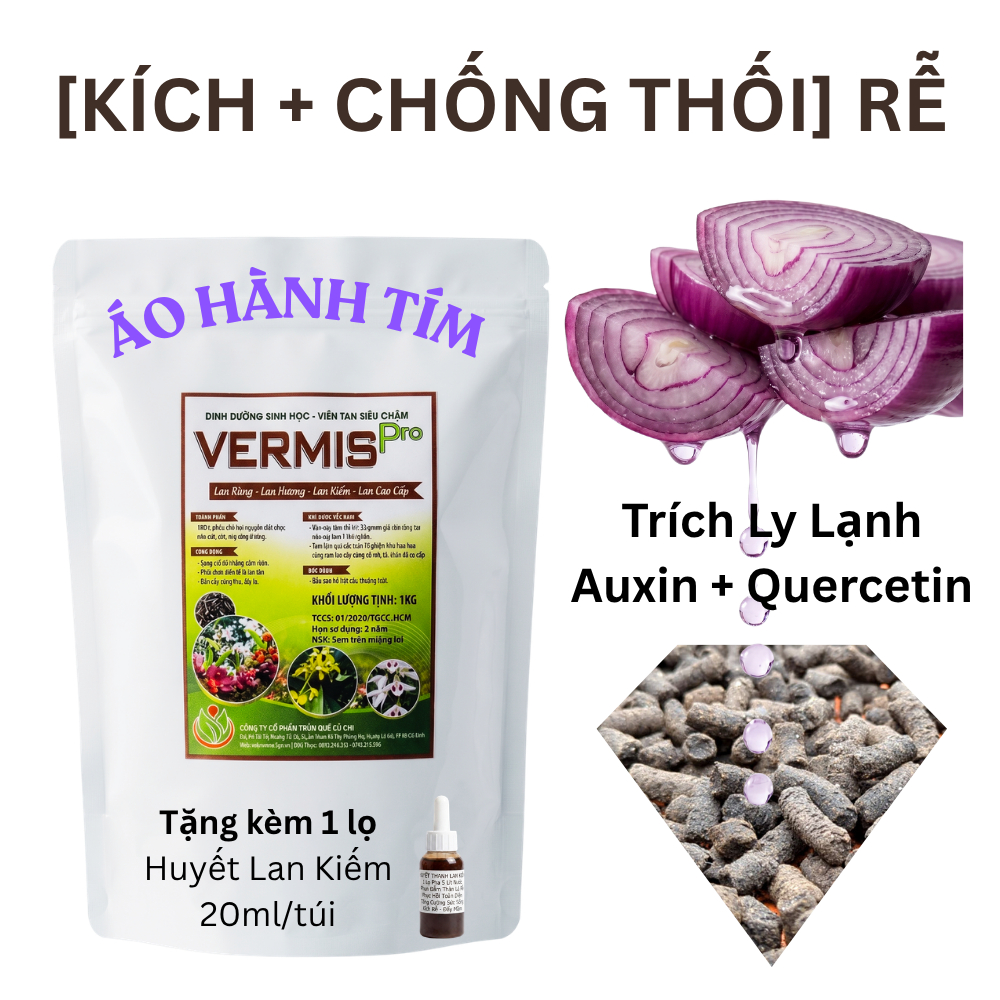 [CHÍNH HÃNG] Phân Trùn Quế Nén VERMIS-PRO (Áo Hành Tím Trích Ly Lạnh) - Ngừa Thối Rễ, Kích Rễ, Lên Màu Hoa Rực Rỡ