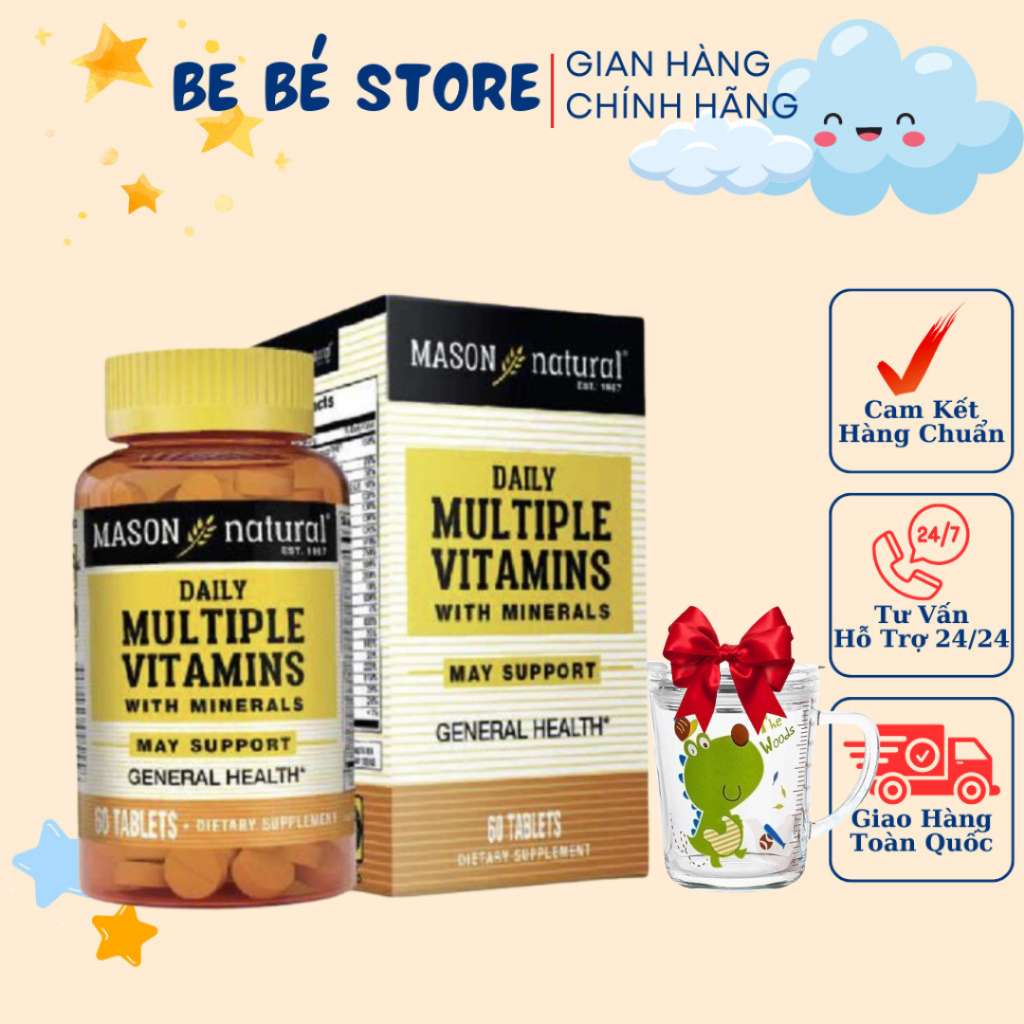 [NHẬP KHẨU] Mason Natural Daily Multiple Vitamins With Minerals Hộp 60 viên - Bổ sung vitamin cho cơ