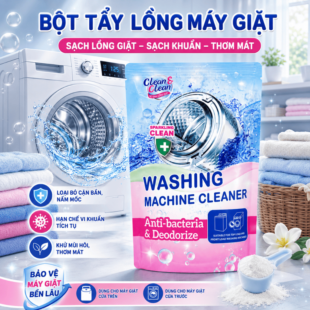Bột Tẩy Lồng Máy Giặt Clean&Clean 300g