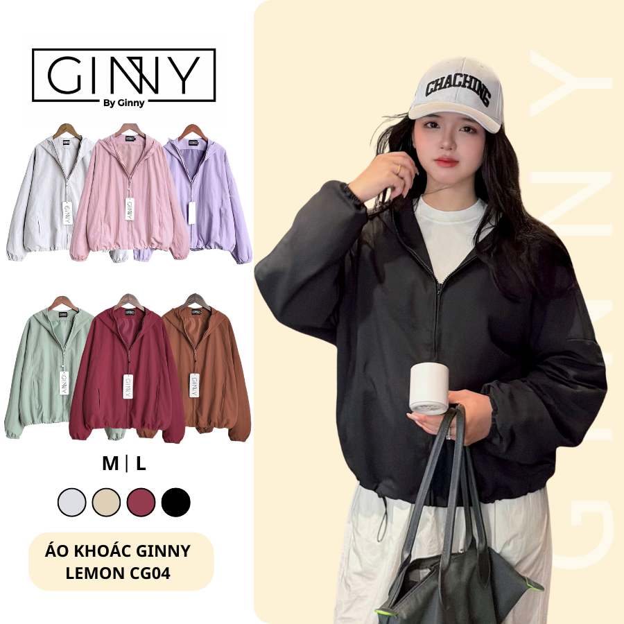 𝐆𝐈𝐍𝐍𝐘 Áo Khoác Dù CG04 Chống Nắng Đi Mưa Nhẹ Túi Ngoài Có Khóa Kéo Tiện Lợi Lemon