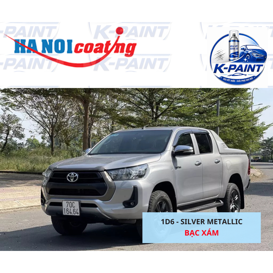 Sơn Xịt Xóa Vết Xước cho xe TOYOTA HILUX màu BẠC XÁM mã màu 1D6 - SILVER METALLIC chính hãng K-PAINT