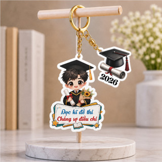 Combo 20 móc khoá đôi 2 Charm lời chúc ý nghĩa Học Sinh quà tặng của giáo viên đến các em học sinh tốt nghiệp ra trường