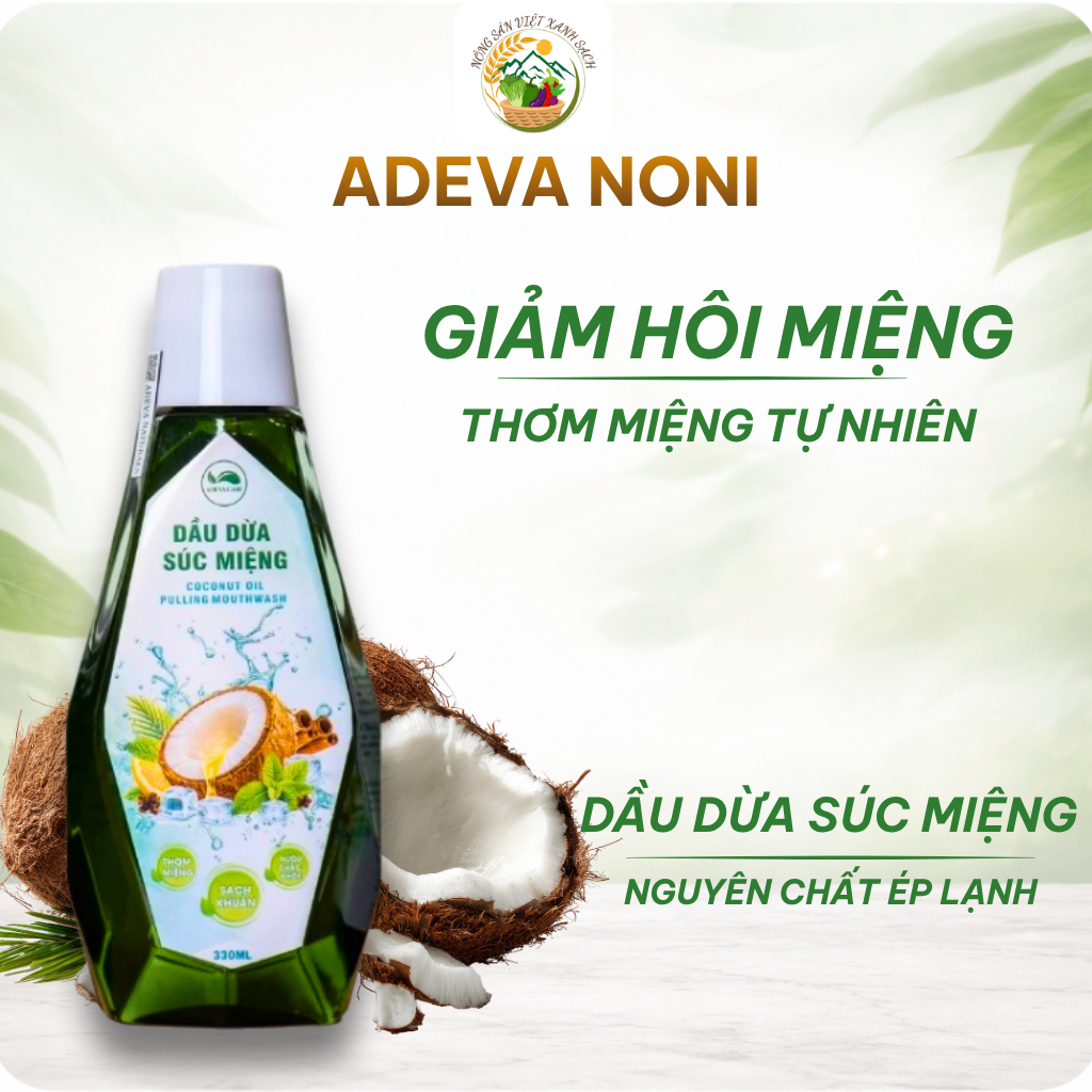 Dầu Dừa Súc Miệng ADEVA NONI Oil Pulling Tinh Dầu Thảo Dược Làm Sạch Hơi Thở 330ml