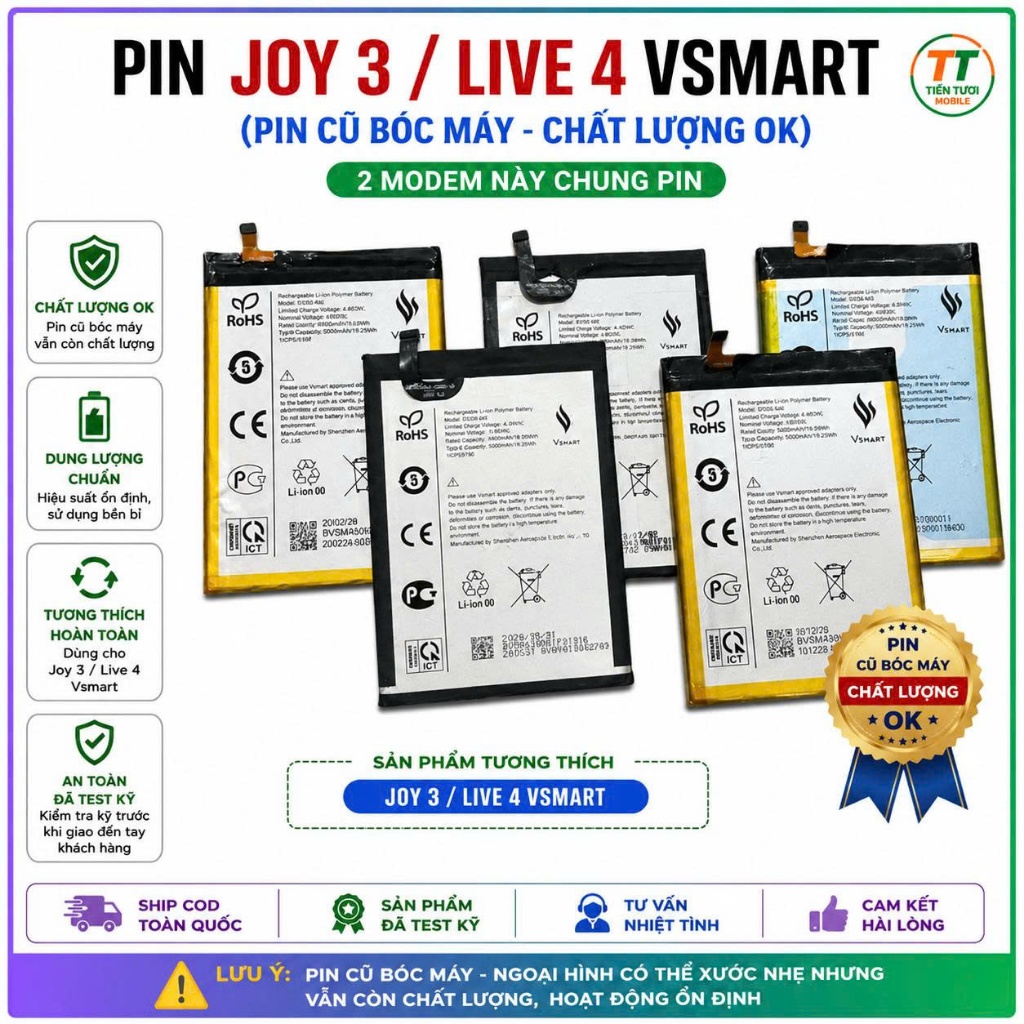 Pin vsmart v430A / Joy 3/ Live 4 ,cũ tháo máy