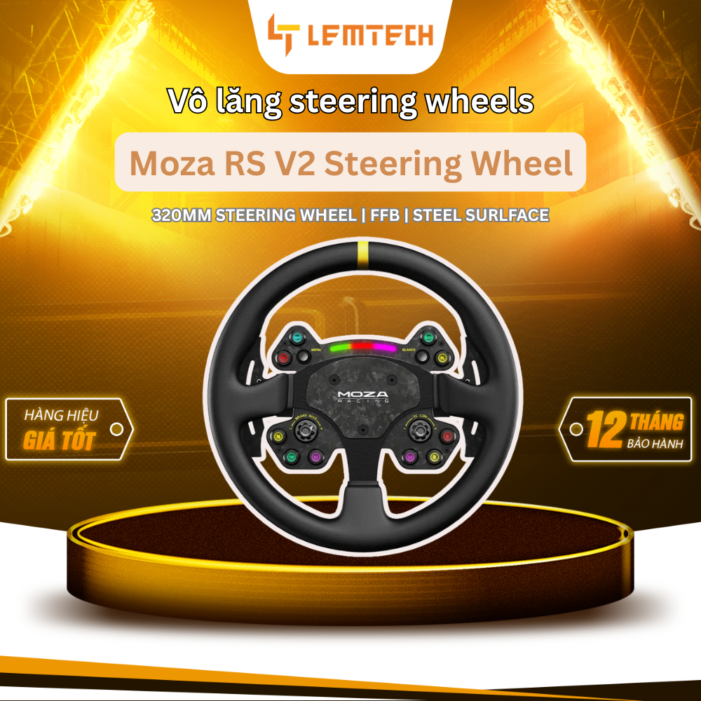 Vô Lăng Moza Racing RS V2 Steering Wheel – Vô Lăng Chơi Game Cao Cấp, Công Nghệ Force Feedback