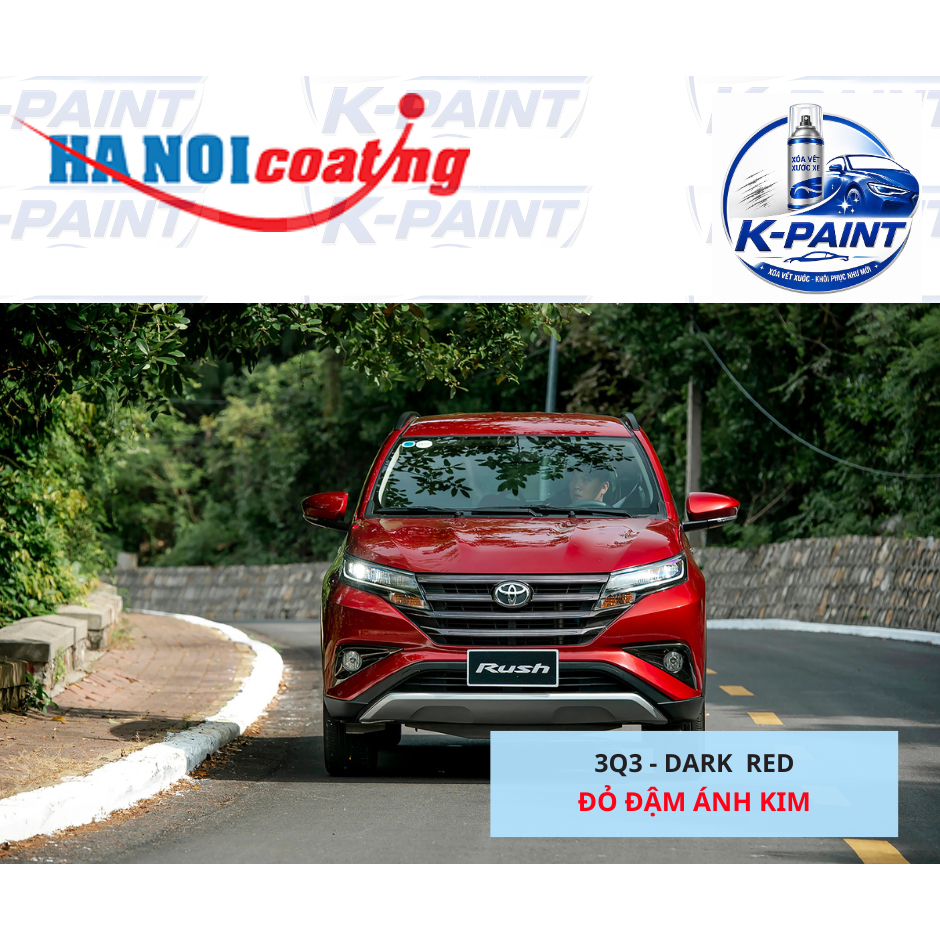 Sơn Xịt Xóa Vết Xước cho xe TOYOTA RUSH màu ĐỎ ĐẬM ÁNH KIM mã màu 3Q3 - DARK  RED chính hãng K-PAINT