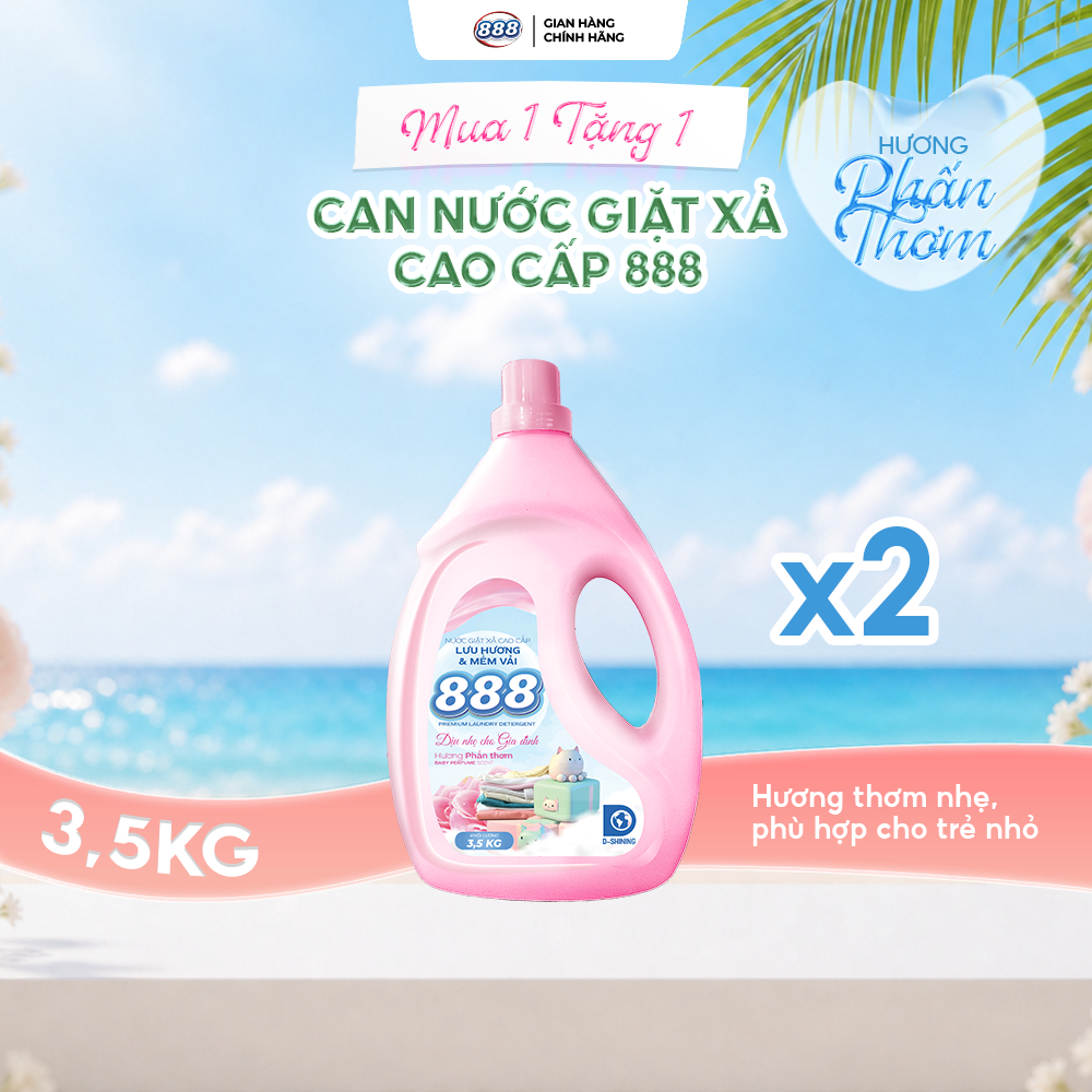 [On25 Live] [2 Can chỉ 299K] - NƯỚC GIẶT XẢ 888 - Hương Phấn Thơm Cao Cấp 3.5kg/Can