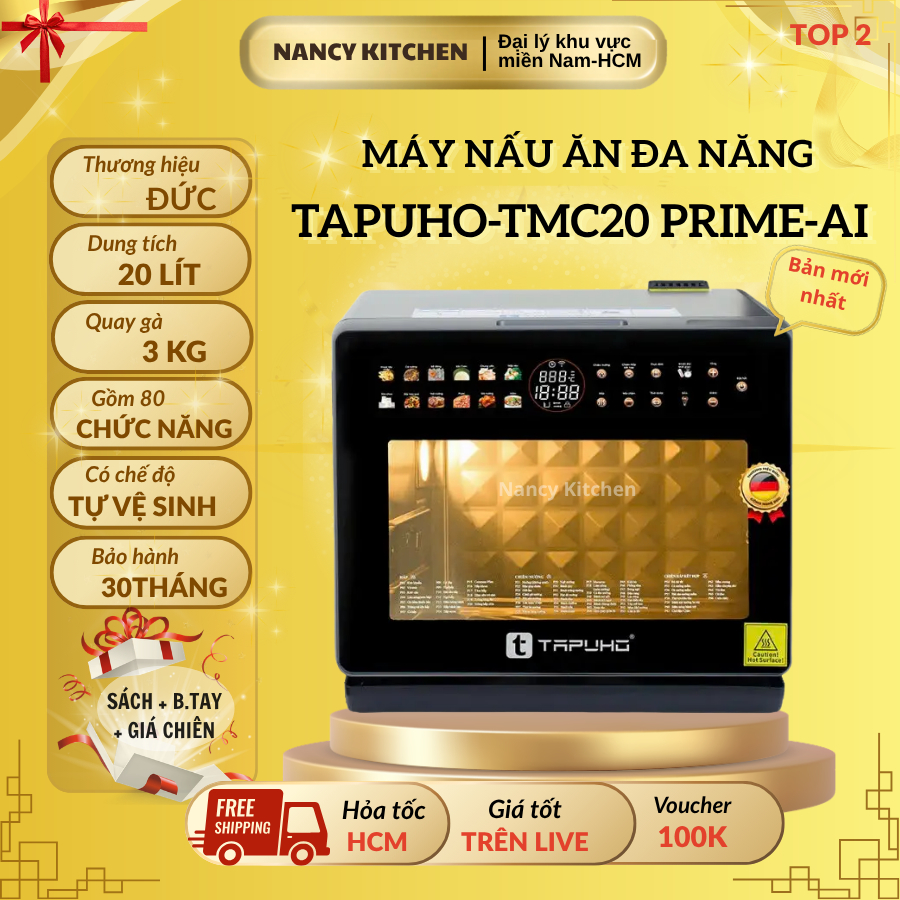 [Chính hãng]Máy nấu ăn đa năng Tapuho TMC20 PRIMEAI ELITE,20 lít,80 chức năng,bảo hành 30 tháng