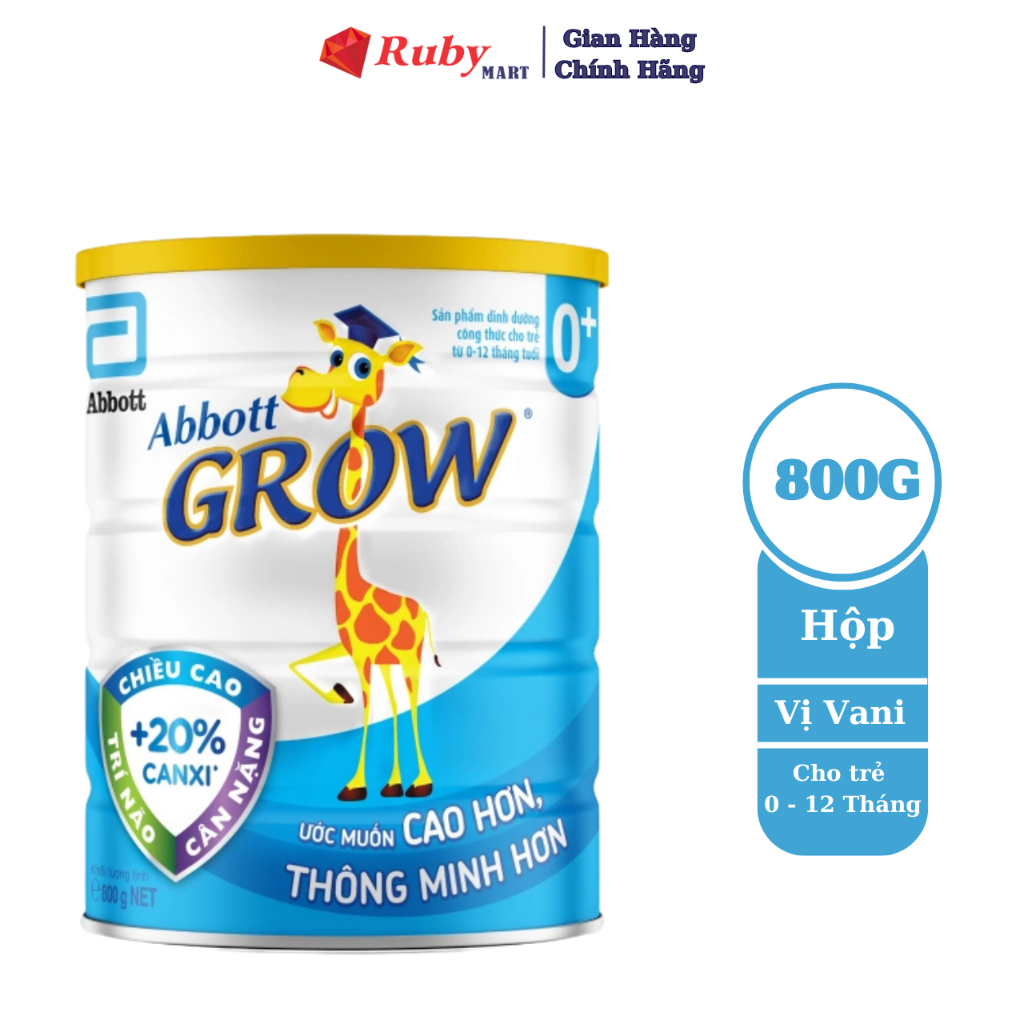 Sữa bột Abbott Grow 0+ hương vani 800g (0 - 12 tháng)
