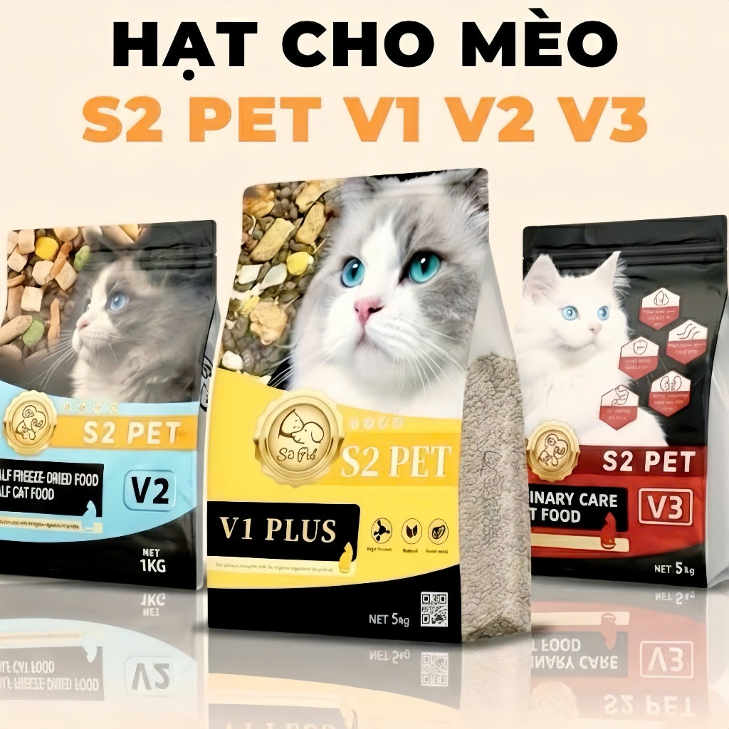 Hạt Cho Mèo Mọi Lứa Tuổi S2Pet V1-V2-V3 1kg