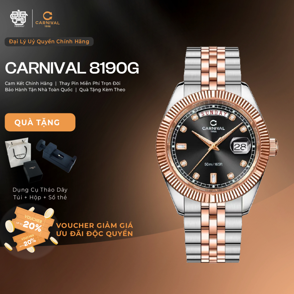 Đồng Hồ Nam Carnival 8190G-CH-D Quartz  Hàng Chính Hãng 1994s WATCH