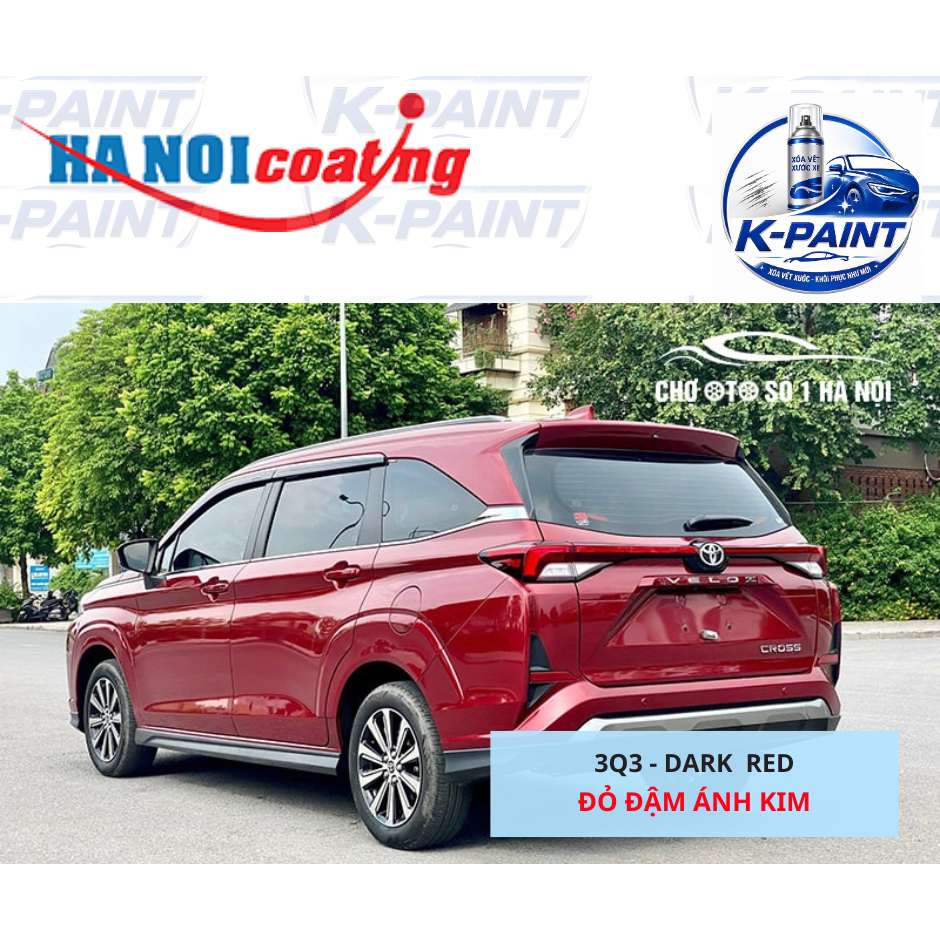 Sơn Xịt Xóa Vết Xước cho xe TOYOTA VELOZ màu ĐỎ ĐẬM ÁNH KIM mã màu 3Q3 - DARK  RED chính hãng K-PAIN