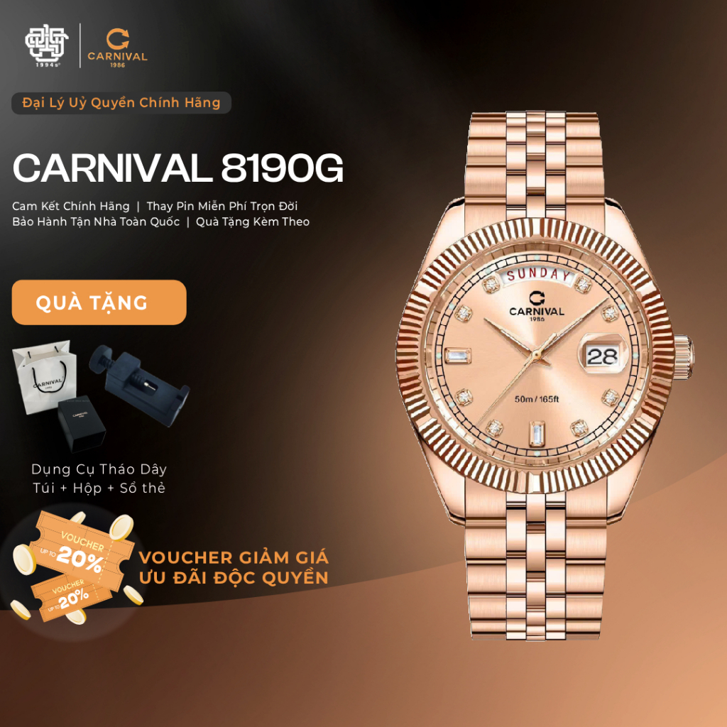 Đồng Hồ Nam Carnival 8190G-VH-NN Quartz Hàng Chính Hãng 1994s WATCH