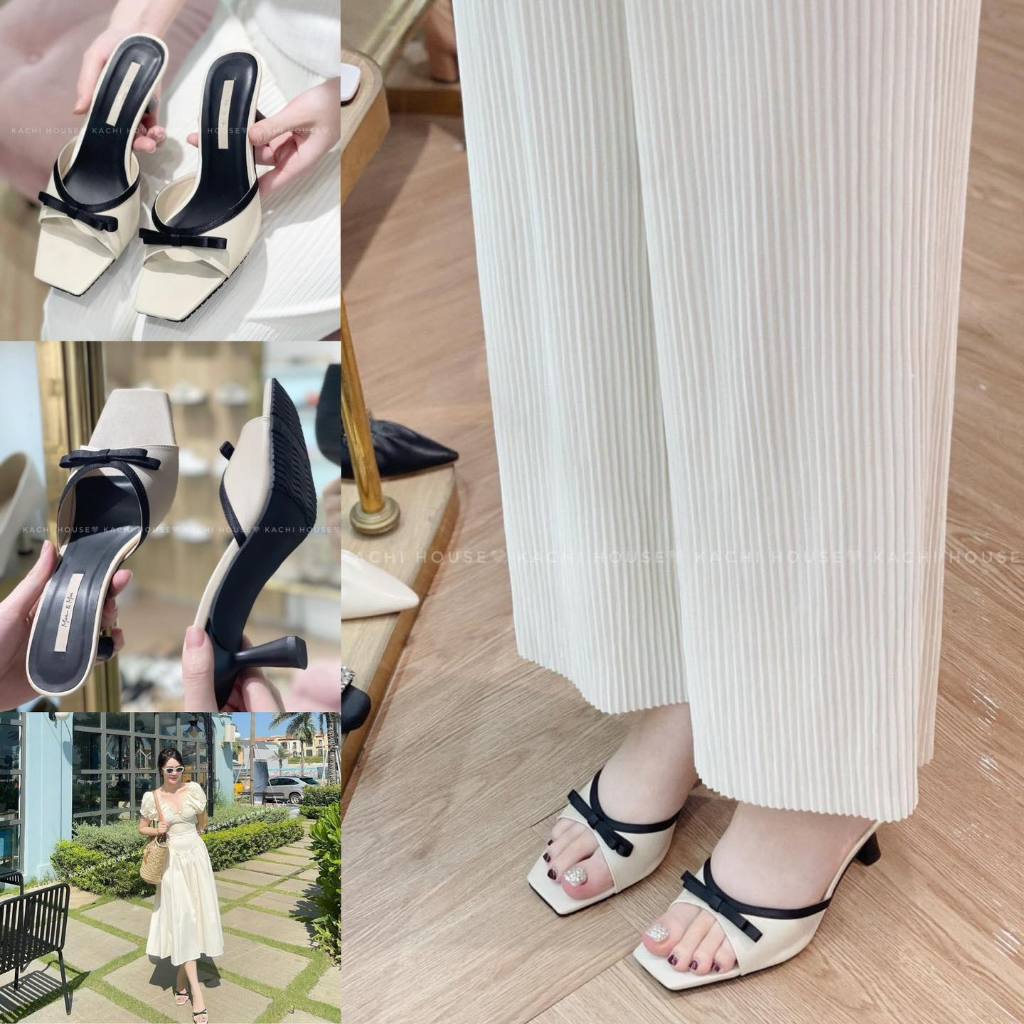 Kachi House Dép cao gót Kachi viền nơ
