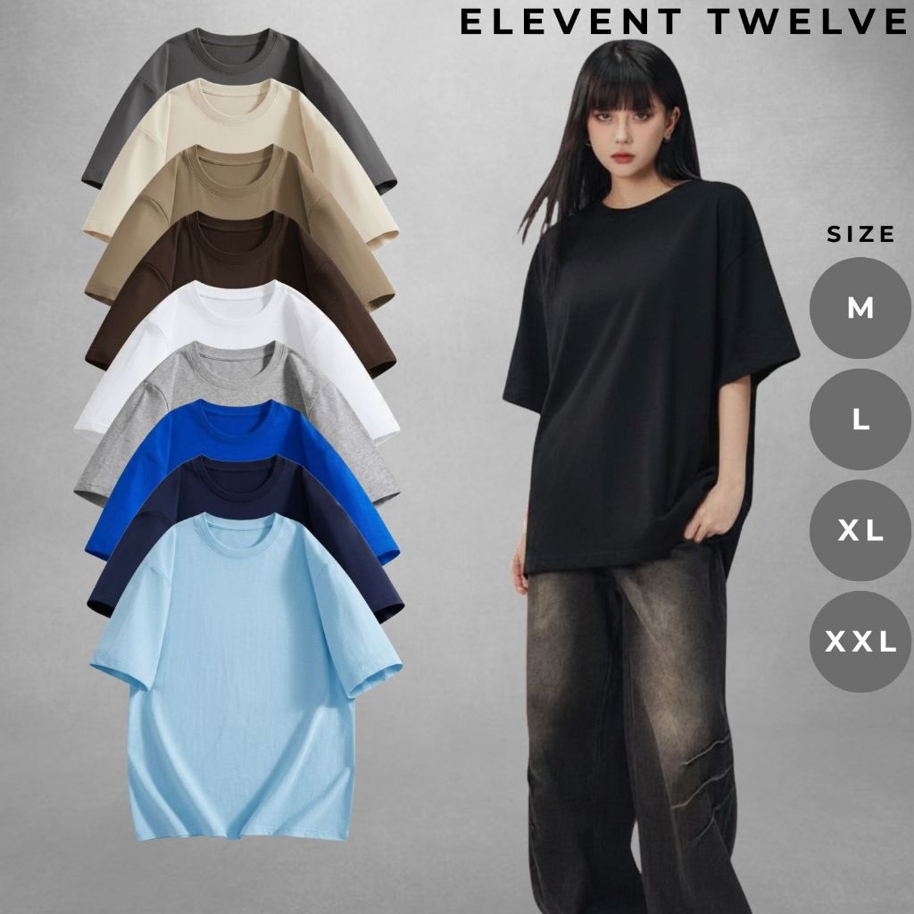 Áo thun nam Elevent Twelve cotton basic tay lỡ, áo phông oversize unisex form rộng Streetwear