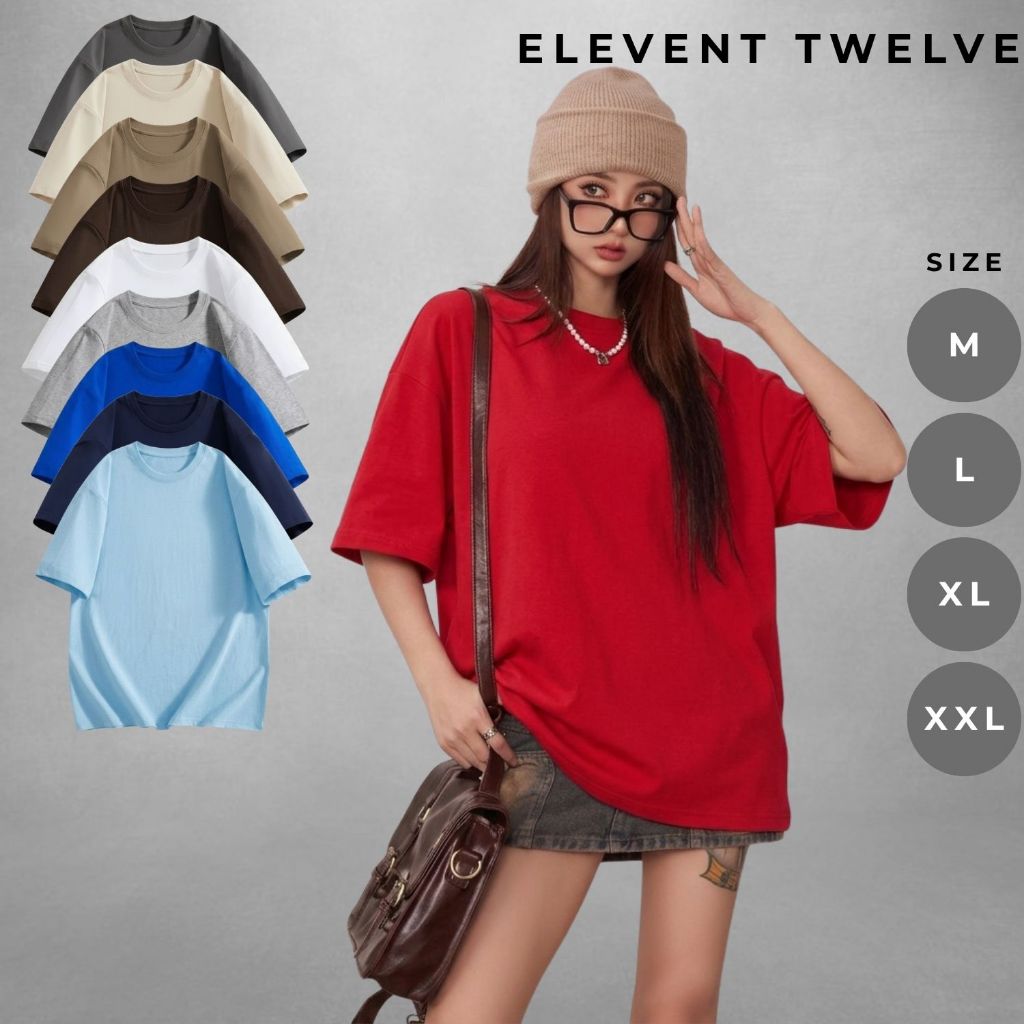 Áo thun trơn unisex Elevent Twelve cotton 100% dày dặn, áo thun nam nữ form rộng basic trơn dày dặn