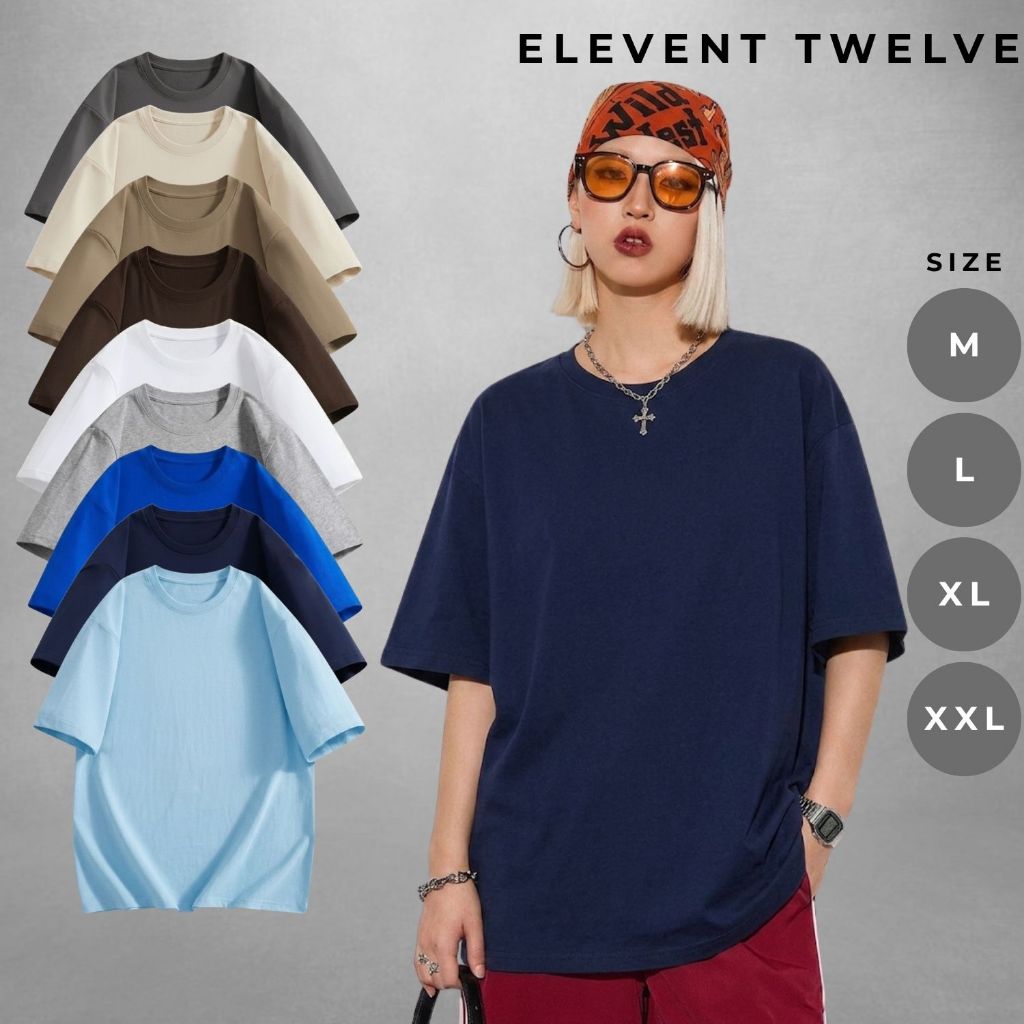 Áo phông oversize Elevent Twelve trơn, áo thun nam nữ 100% cotton trơn basic phong cách Hàn Quốc