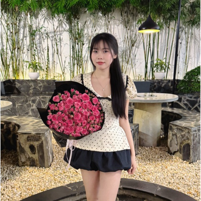PASS - SET ÁO CHẤM BI + CHÂN VÁY BÍ