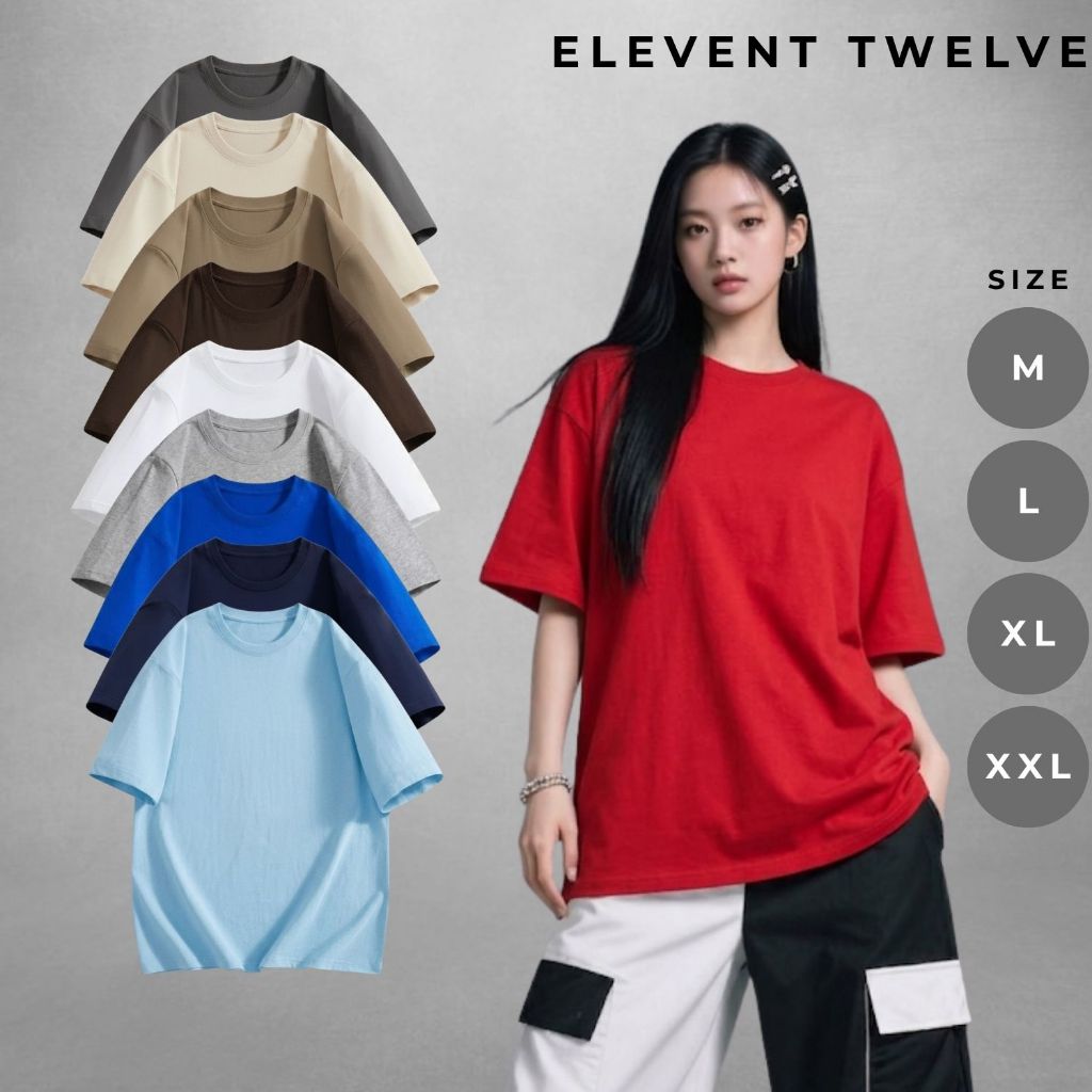 Áo thun oversize Elevent Twelve basic tay lỡ, áo thun nam cotton form rộng unisex cực thoáng mát
