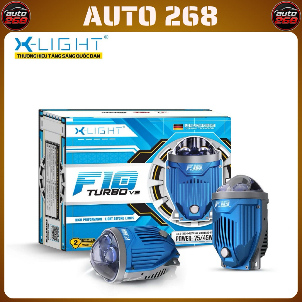 Đèn bi gầm XLIGHT F10 TURBO V2 NEW 2026 - 2 mắt trợ pha 75W siêu sáng(giá 1 cặp)