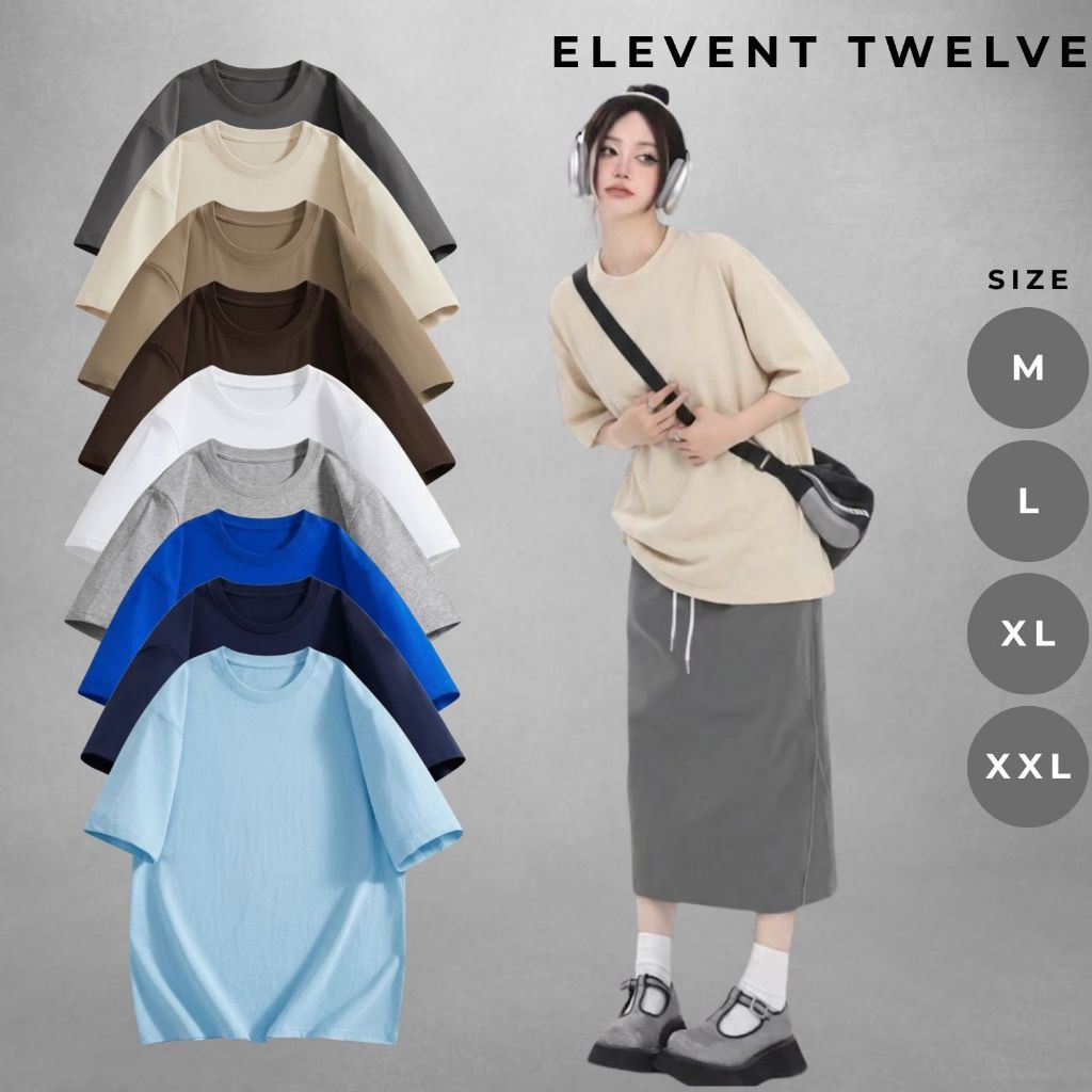 Áo thun nam Elevent Twelve trơn basic cao cấp, áo unisex form rộng 100% vải cotton 2 chiều tay lỡ