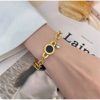 Lắc Tay Xích Mặt Tròn Đen Titan Ko Đen TT 2660