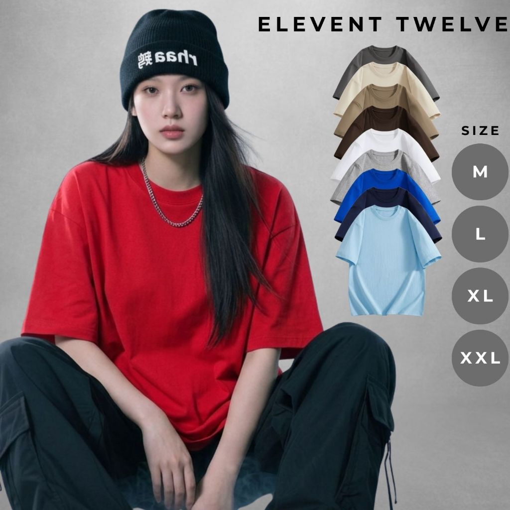Áo phông oversize Elevent Twelve basic tay lỡ, áo thun nam nữ form rộng cotton 2 chiều đẹp