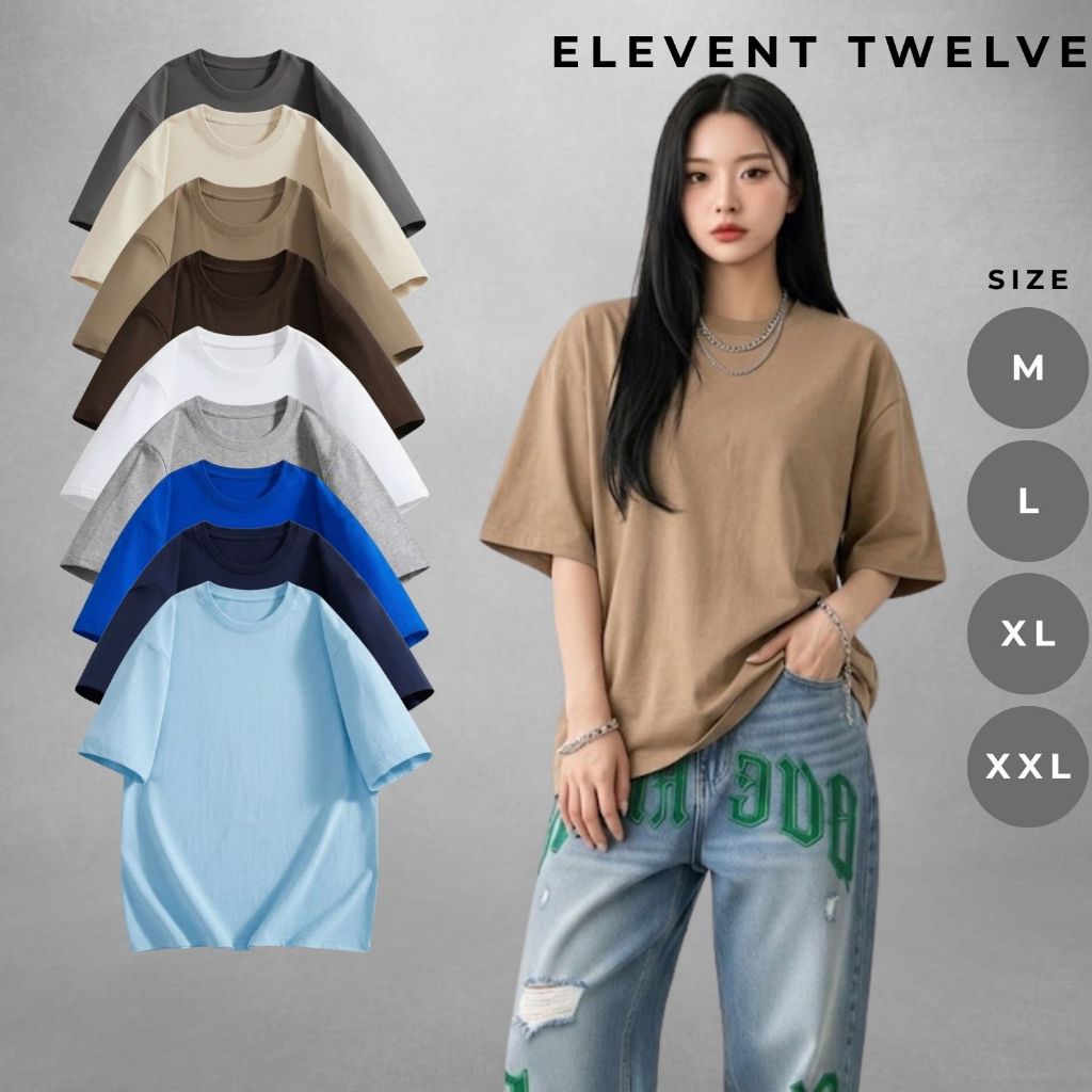 Áo thun nam Elevent Twelve form rộng tay lỡ, áo thun nữ trơn basic 100% cotton streetwear style
