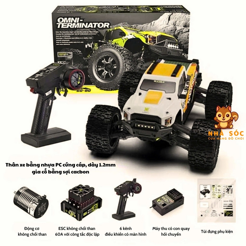 Xe Điều Khiển Địa Hình RC OMNI TERMINATOR – Brushless Siêu Mạnh, Chạy Tốc Độ Cao, Leo Núi Cực Đỉnh