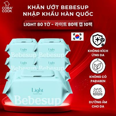 Combo 10 Gói Khăn Ướt Bebesup Light 80 Tờ/ Gói Nhập Khẩu Hàn Quốc Thương Hiệu Bebesup