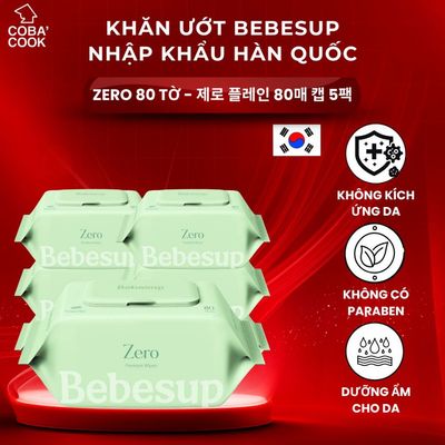 Bộ 5 Gói Khăn Ướt Zero 80 Tờ Gói Lớn Hàn Quốc Thương Hiệu Bebesup