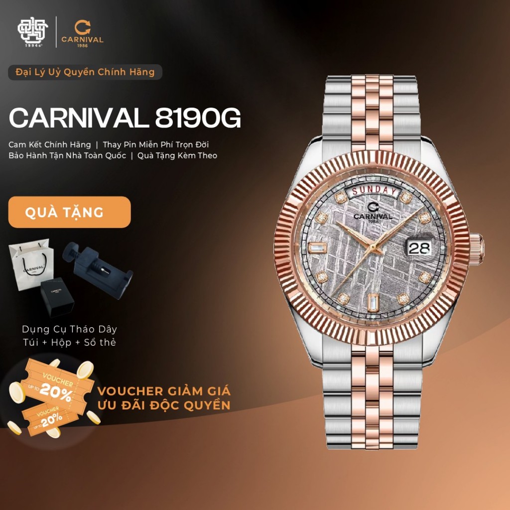 Đồng Hồ Nam Carnival 8190G-CH-TT Quartz Hàng Chính Hãng 1994s WATCH