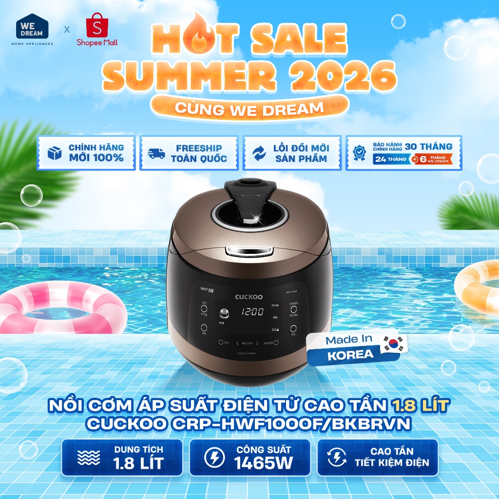 CRP-HWF1000F - Nồi Cơm Áp Suất Điện Tử Cao Tần Cuckoo 1.8 Lít CRP-HWF1000F/BKBRVN - Hàng Chính Hãng,