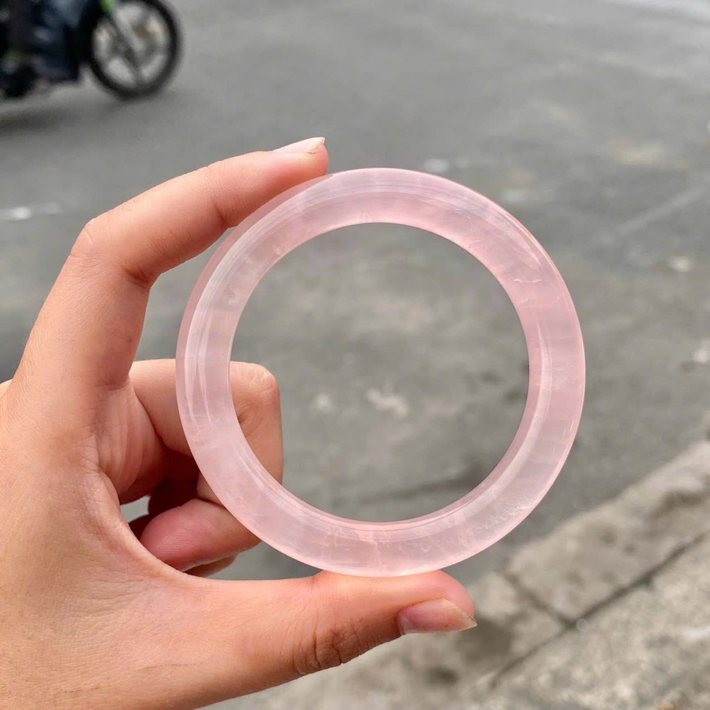 Vòng tay bản đũa T.A hồng phấn chất trong ni 49 đến 55