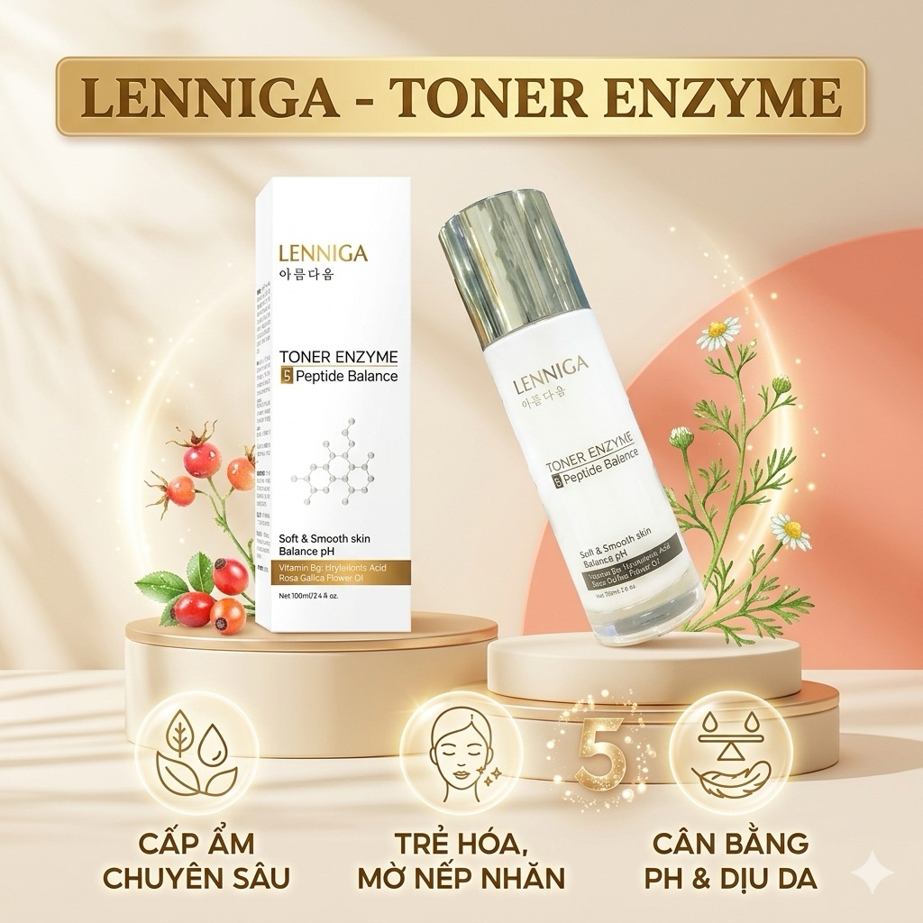 Toner Enzyme Lenniga 5 Peptide Balance Hàn 100ml