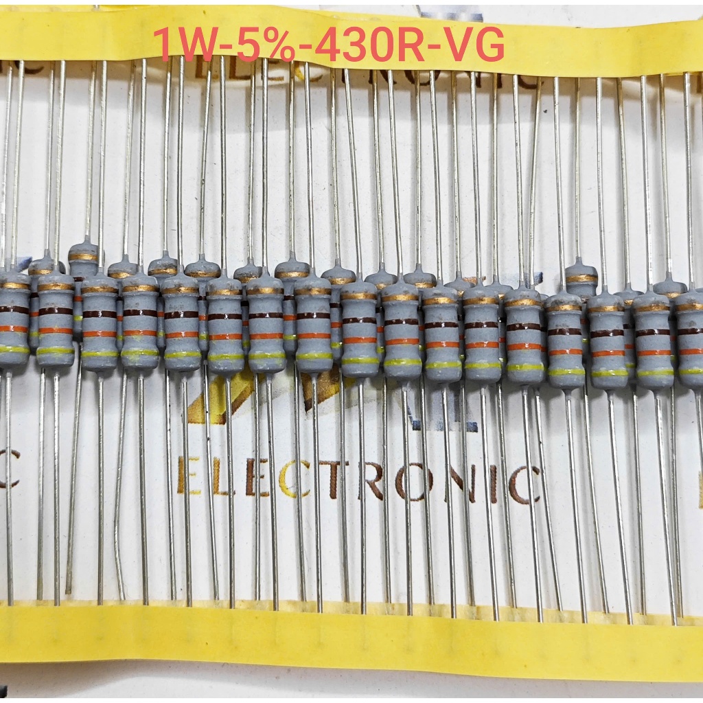 (Combo 20 con) Điện trở 1W 430R 430ohm màng oxit sai số 5% Vỉ giấy chất lượng cao