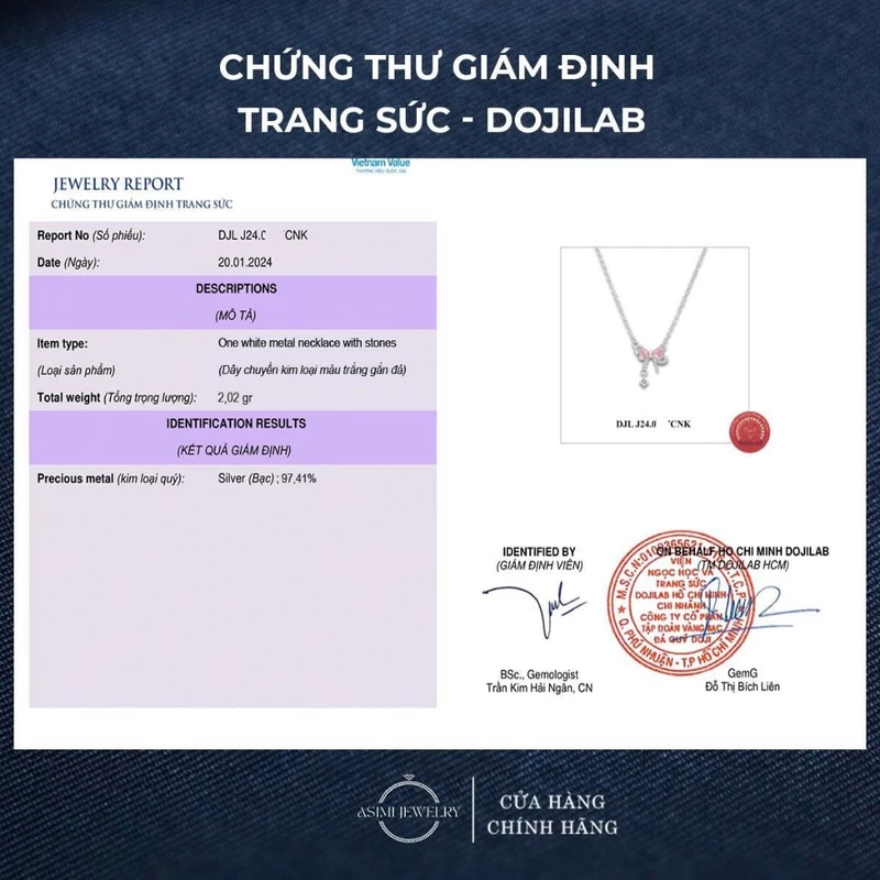 Dây chuyền bạc nữ nơ điệu trái tim Asimi Lace Embrace DC76 8