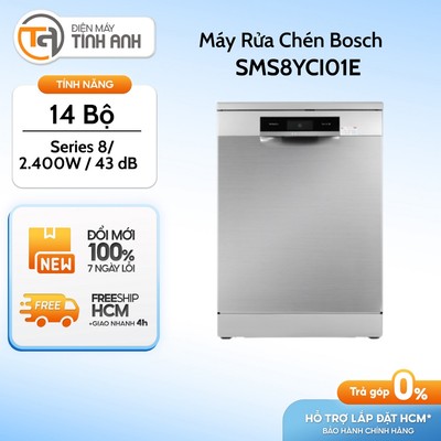Máy Rửa Chén Độc Lập Bosch SMS8YCI01E - Dung Tích 14 Bộ - Series 8 - Xuất Xứ Đức  [Giao Toàn Quốc]