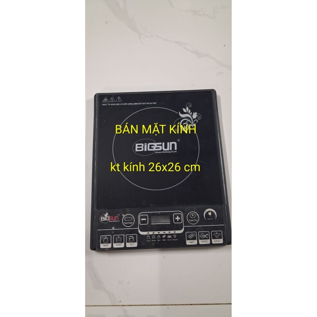 Mặt kính bếp từ BIGSUN kt kính 26x26 cm