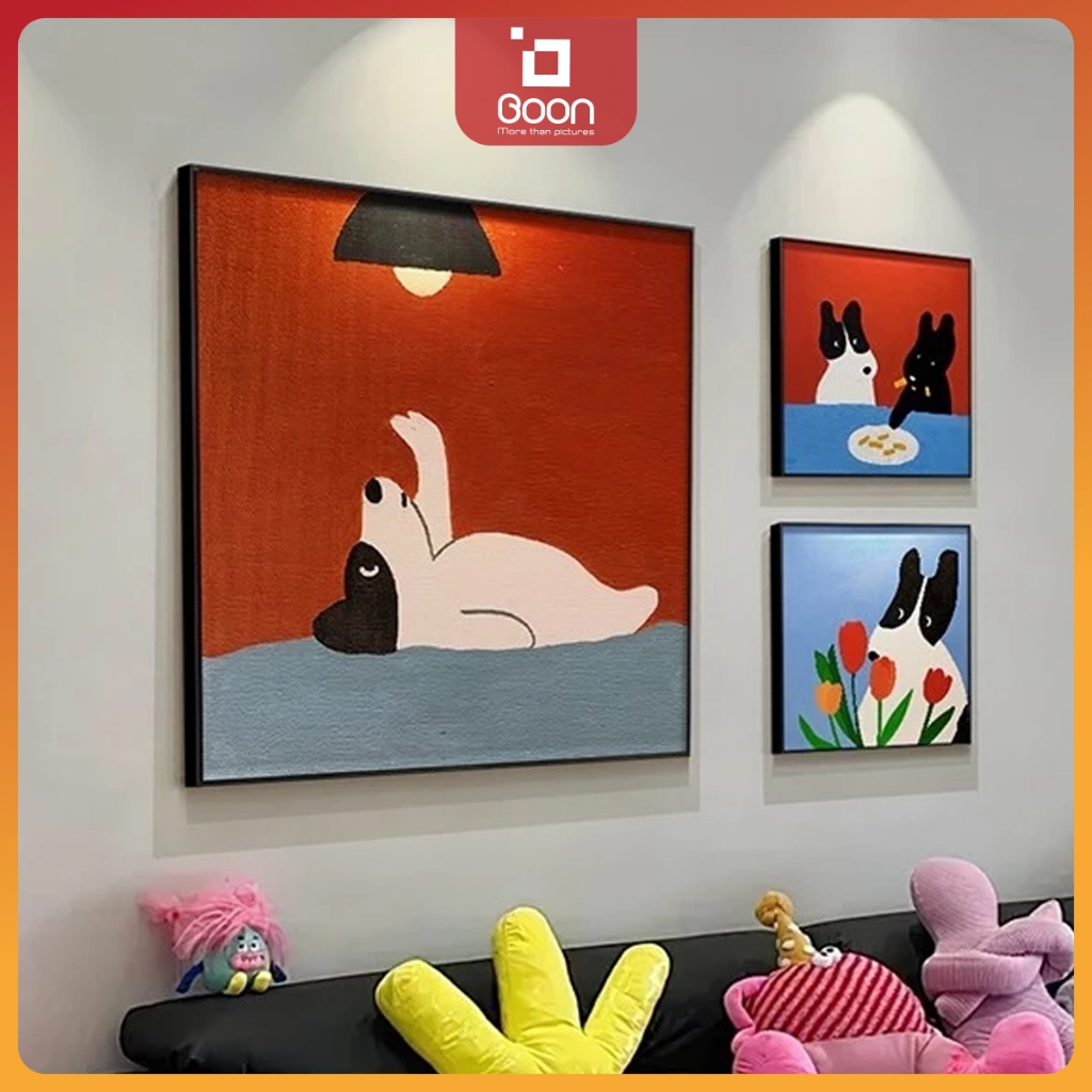 Tranh Vô Tri Chó Mèo Canvas Decor – Trang Trí Phòng Ăn, Nhà Bếp, Homestay, Phòng Ngủ, Góc Học Tập