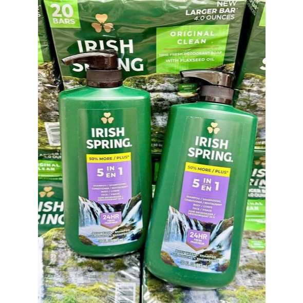 Sữa tắm gội toàn thân cho nam Irish Spring 5 in 1 887ml