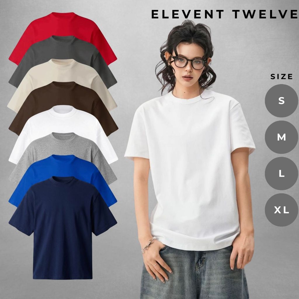 Áo thun unisex nam nữ Boxy Elevent Twelve, áo phông trơn basic chất cotton dày dặn 2 chiều cao