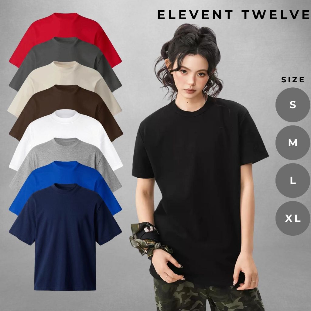 Áo thun Boxy nam nữ Elevent Twelve trơn mịn, áo thun unisex cotton dày dặn cao cấp form cực đẹp