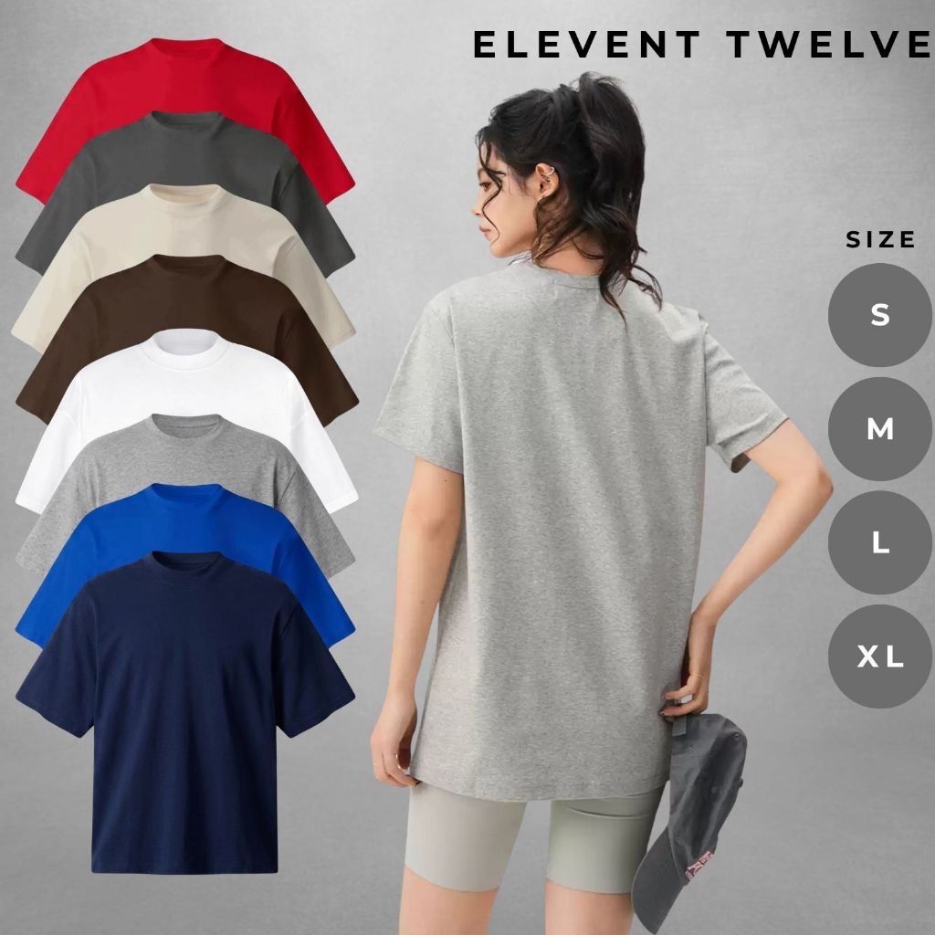 Áo thun nữ Boxy Elevent Twelve trơn basic mẫu mới, áo thun trơn unisex cotton dày dặn cao cấp