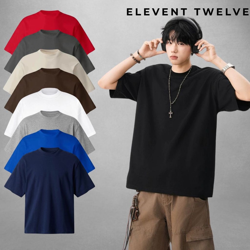 Áo phông nam Boxy trơn Elevent Twelve basic mới, áo thun unisex cotton dày dặn cao cấp đứng form