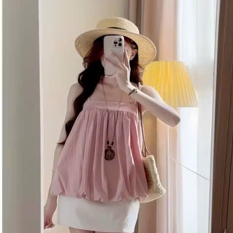 Áo 2 dây bí phồng có dây điều chỉnh dáng babydoll , áo 2 dây đi biển mùa hè chất gió nhăn cao cấp A17 SUTANO | BigBuy360 - bigbuy360.vn