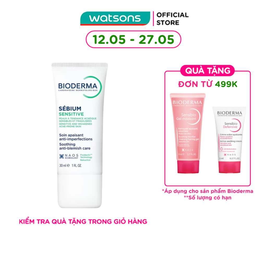 Kem Dưỡng Bioderma Sébium Sensitive Cho Da Mụn Nhạy Cảm 30ml