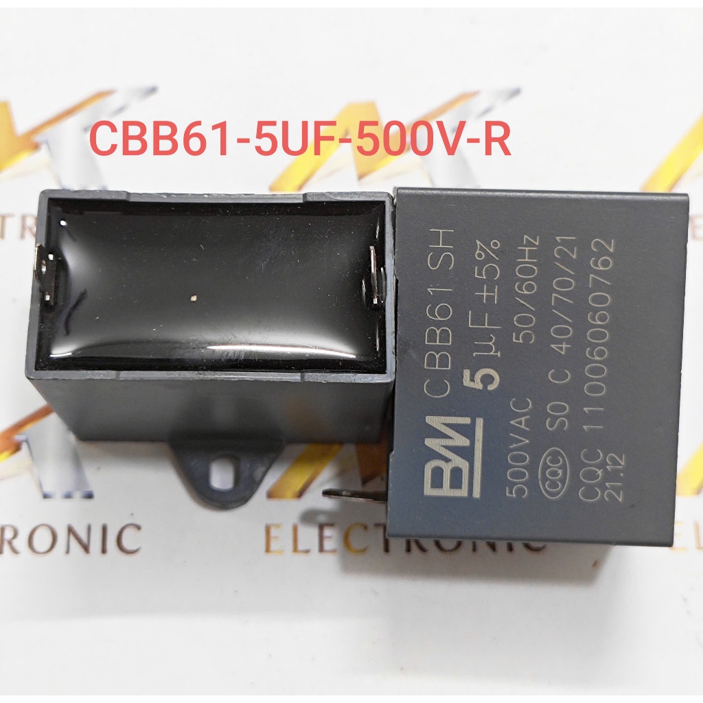 Tụ khởi động CBB61 5UF 500V - Tụ quạt CBB61 500V 5UF dùng rắc cắm hãng BM chất lượng cao mới 100%