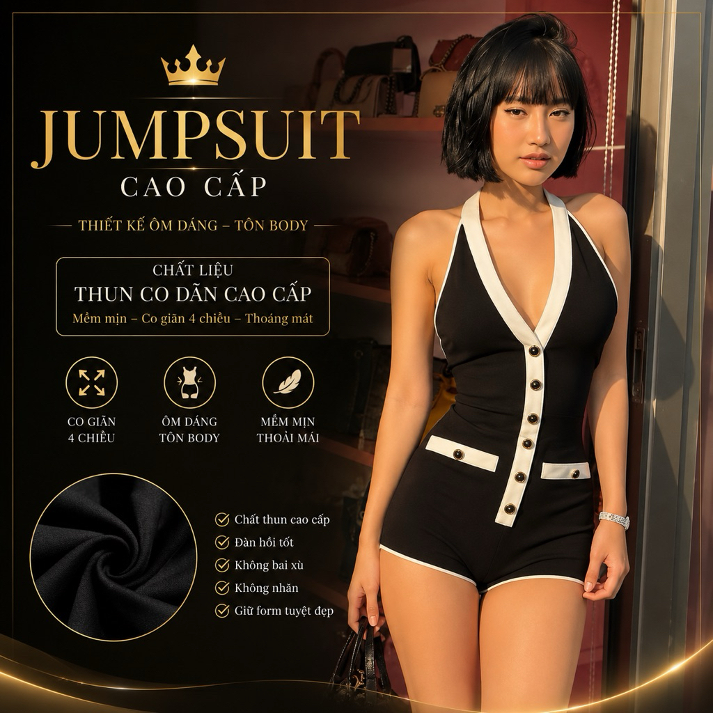 jump nữ thiết kế tôn dáng , jump liền thân dáng ngắn phối trắng , jumpsuit body ngắn cho nữ top jump